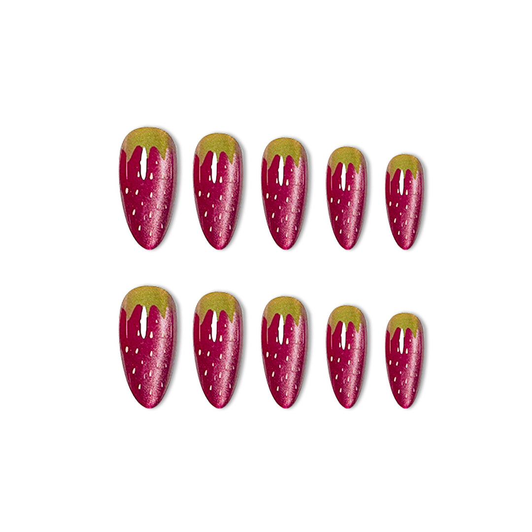 Strawberry-Themed Acrylic Nail Enhancements Bowlift