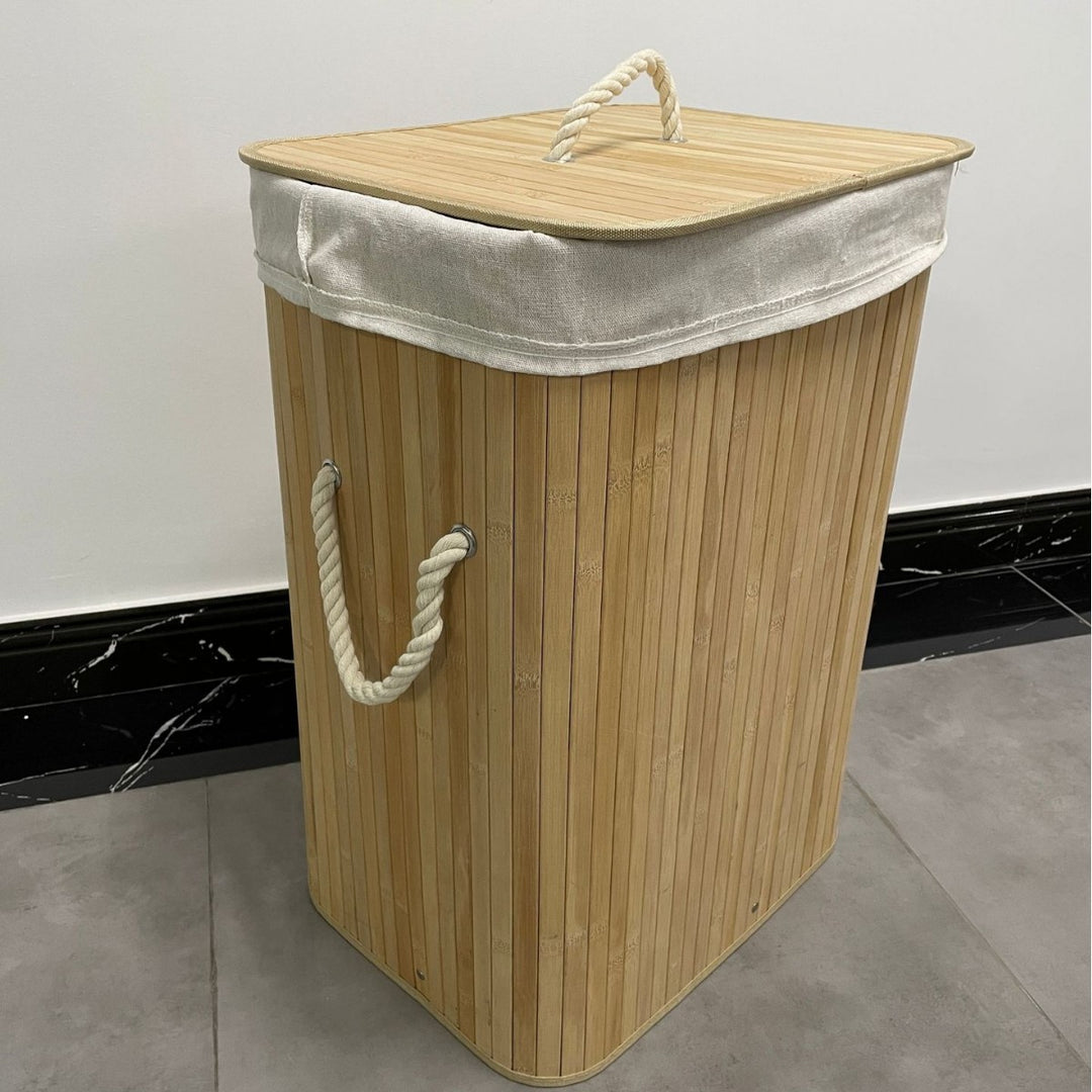 High-quality bamboo laundry container with lid Bowlift