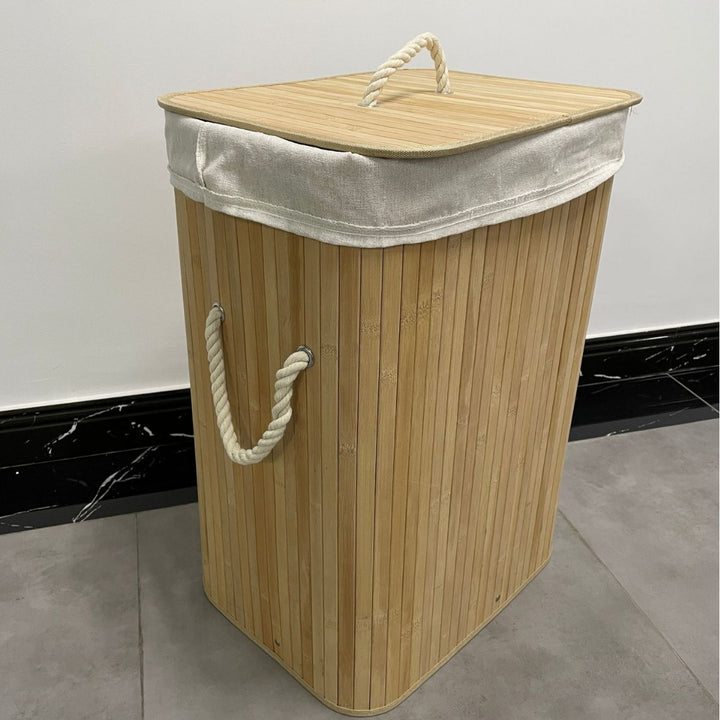 High-quality bamboo laundry container with lid Bowlift