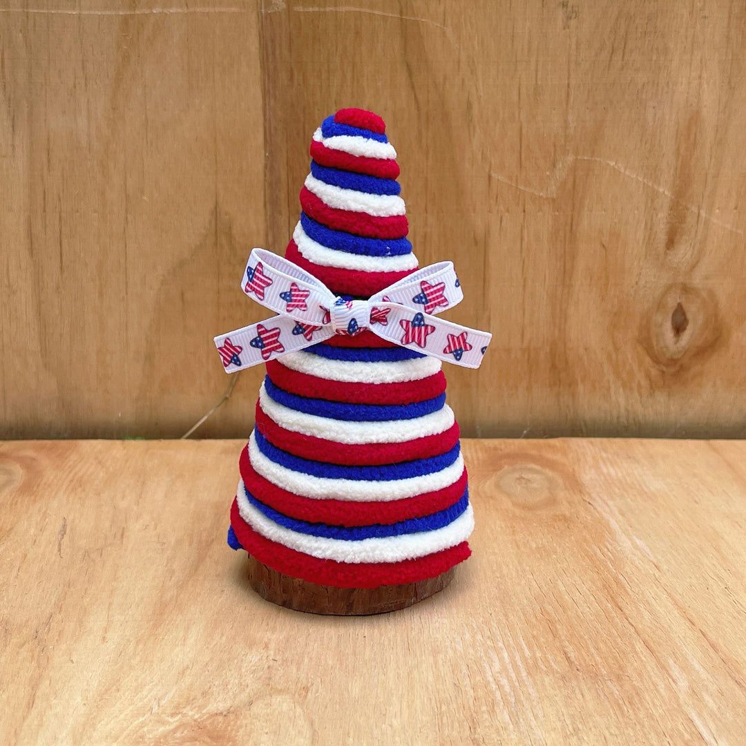 Independence Day patriotic festive tabletop cone centerpiece with felt star accents Bowlift