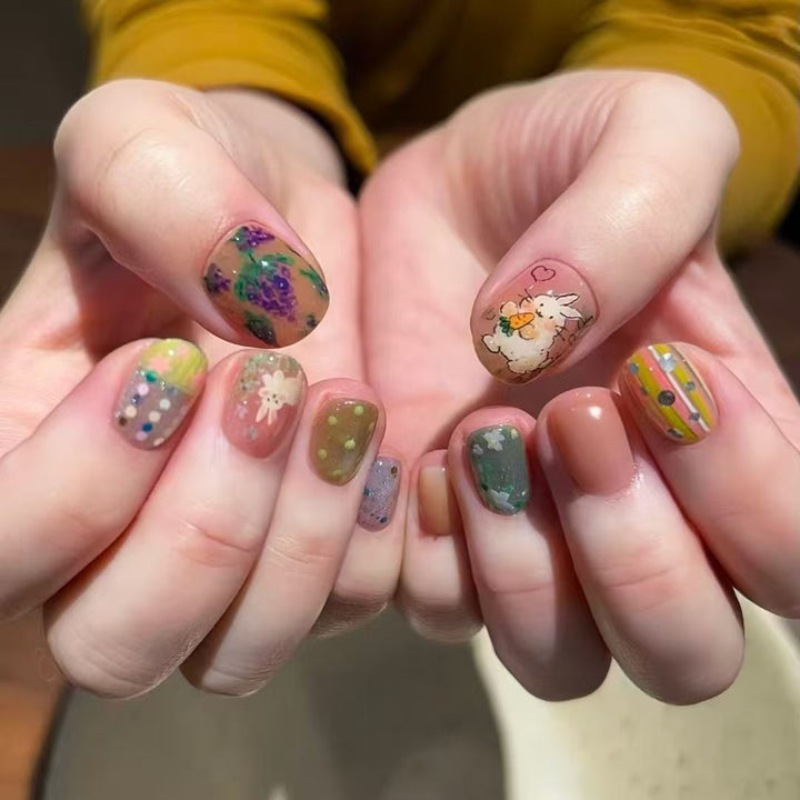 Artistic Cat-Themed Press-On Nail Art Set Bowlift