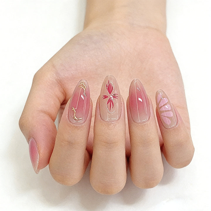 Artistic Floral Ombre Press-On Nail Set Bowlift