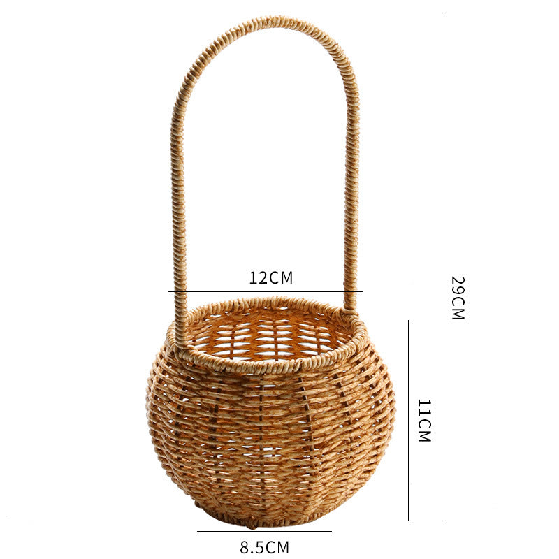 Decorative Woven Storage Basket with Mushroom Emblem Bowlift