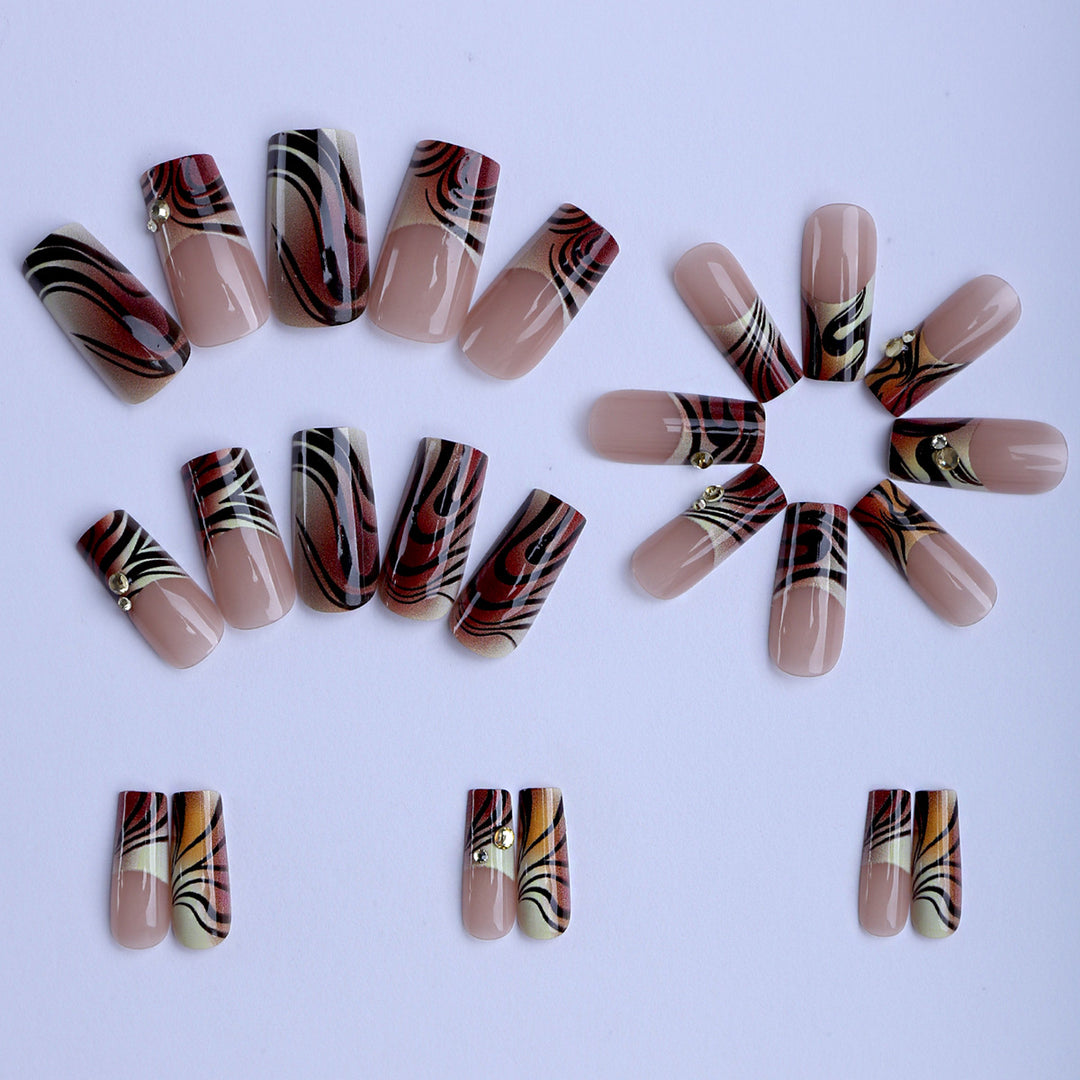 Artificial artificial nails with modern marble pattern Bowlift