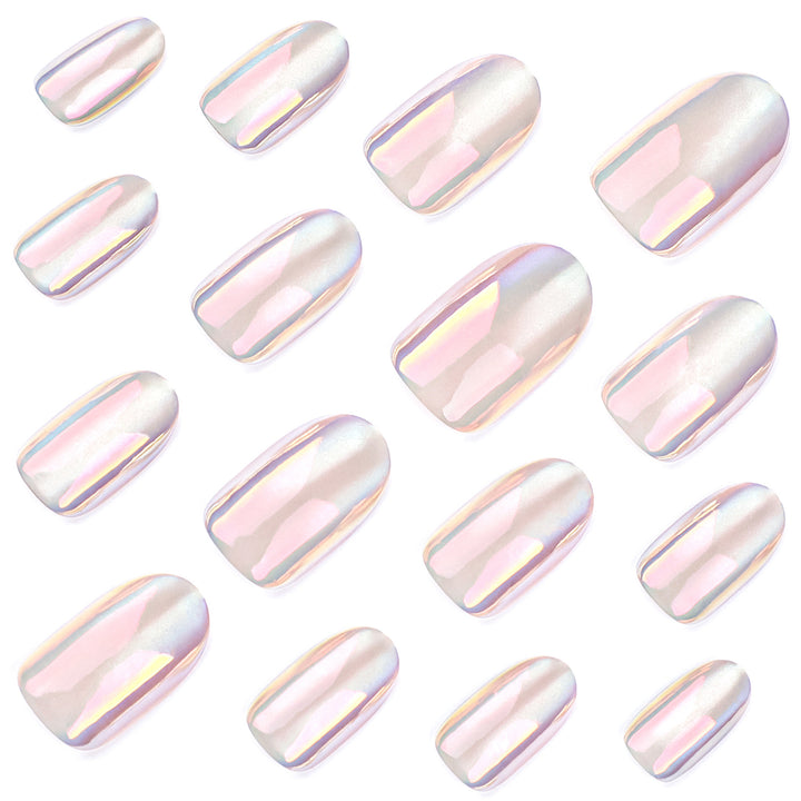 Trendy Nail Extensions with Shimmering Gradient Bowlift