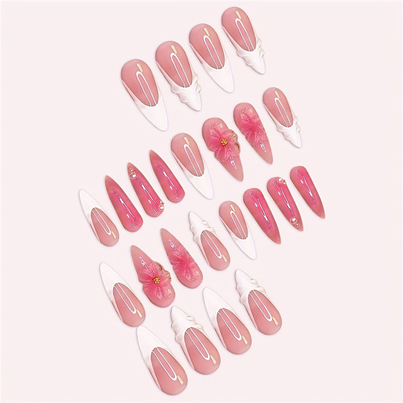 Floral 3D Press-On Nail Art Bowlift