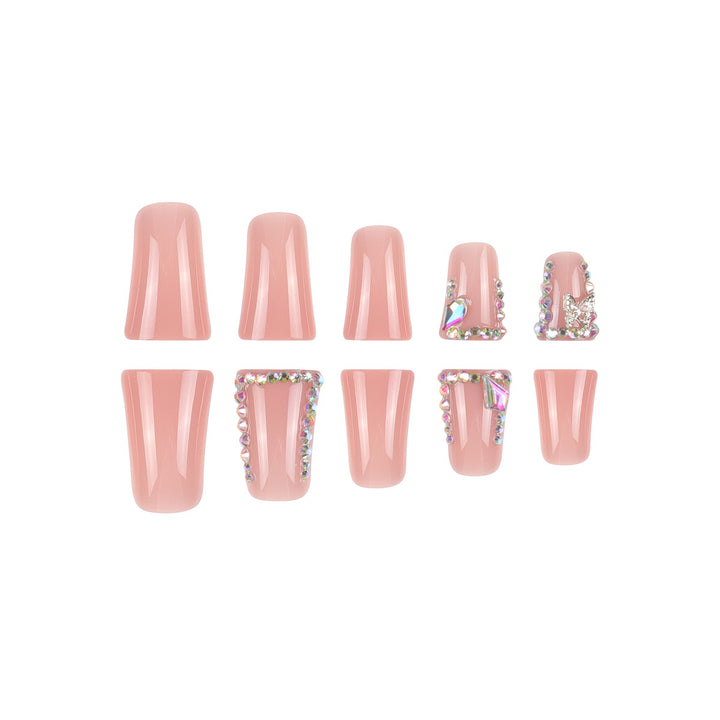Rhinestone-Embellished Press-On Nail Art Bowlift