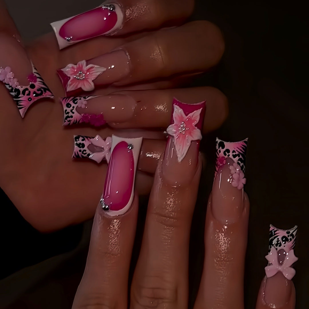 Decorative Floral Nail Art Extensions Bowlift