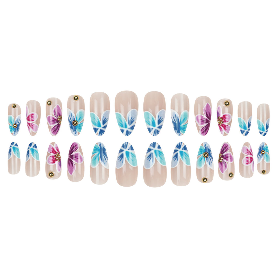 Artistic Floral Design Press-On Nails Bowlift