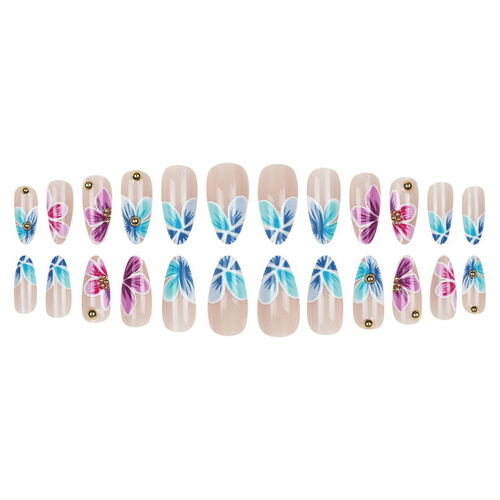 Artistic Floral Design Press-On Nails Bowlift