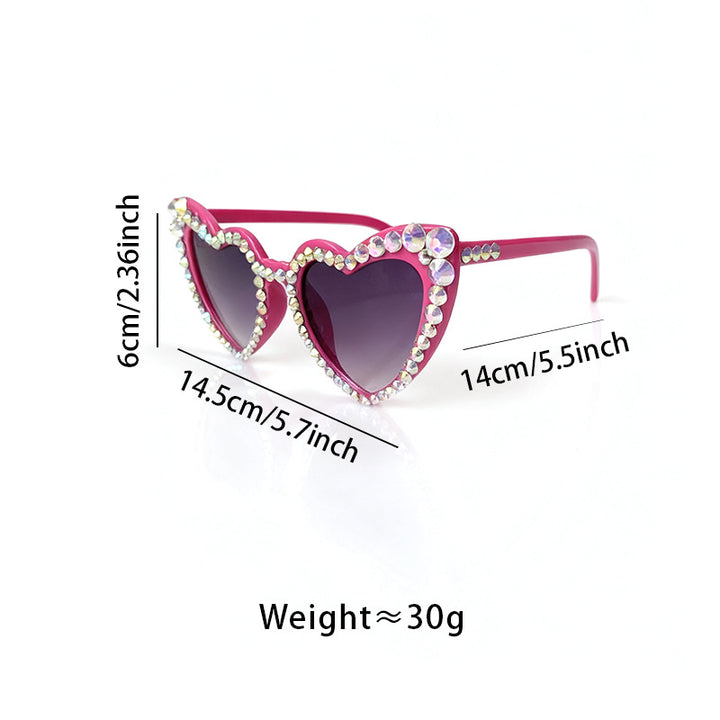Rhinestone Heart-Shaped Sunglasses Bowlift