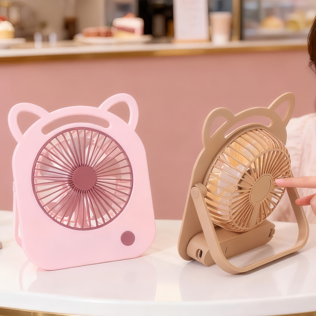 Ladies Portable Table Fan in Charming Cat Design Bowlift