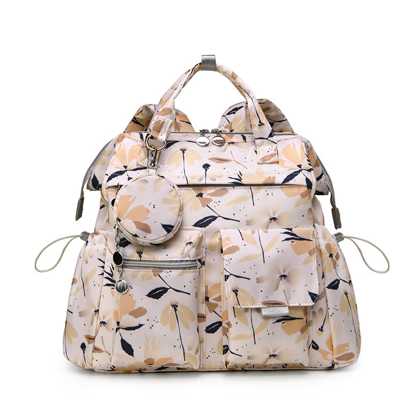 Multi-Pocket Floral Design Backpack Bowlift