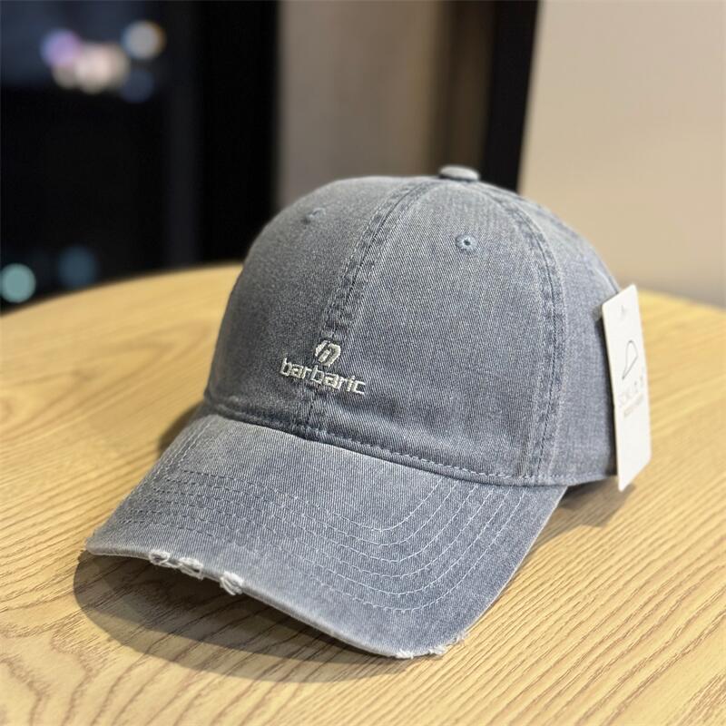 Men's Distressed Cotton Twill Baseball Cap Bowlift