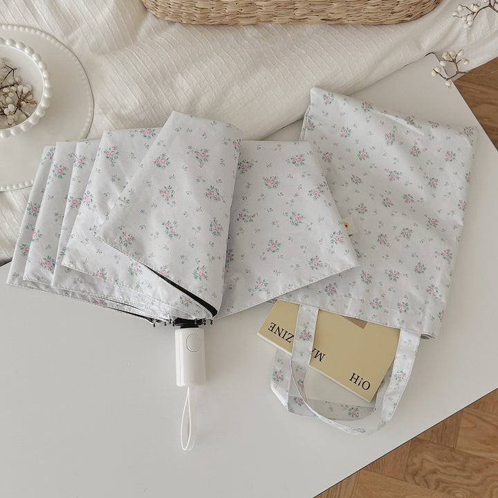 Women's Foldable Umbrella with Floral Pattern Bowlift