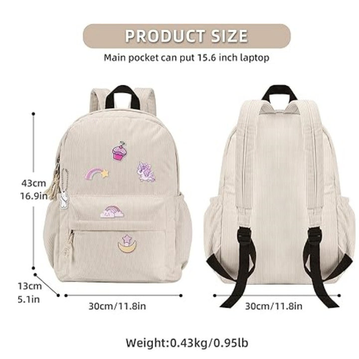 Cord backpack with deep storage and stylish accents Bowlift