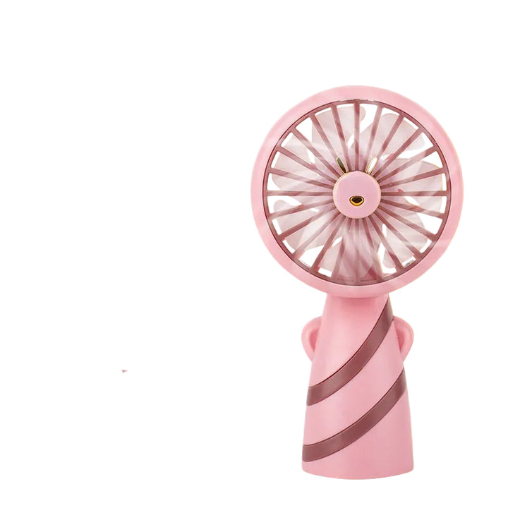 Women's Portable Mini Hand Fan with Animal Ears and USB Charging Function Bowlift