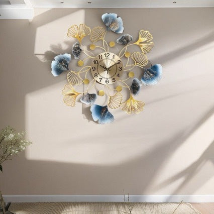Elegant Ginkgo Leaf Decorative Wall Clock Bowlift