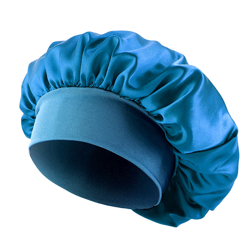 Satin sleep bonnet with wide protective elastic band Bowlift