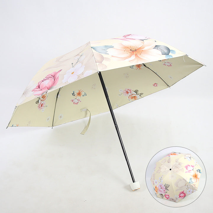 Ladies elegant folding umbrella with floral patterns Bowlift