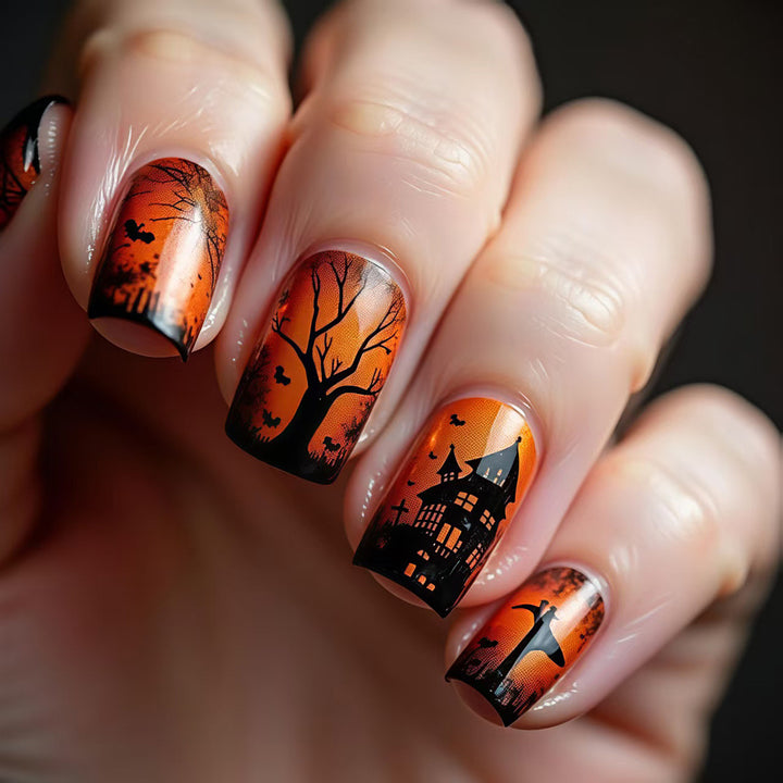 Halloween Haunted House Nail Art Bowlift
