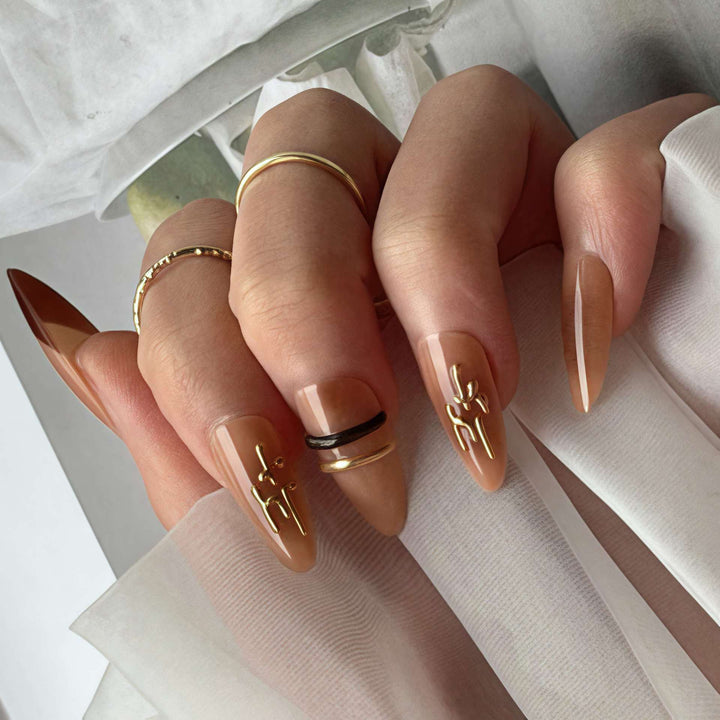 Elegant Ombre Press-On Nail Tips with Metallic Accents Bowlift