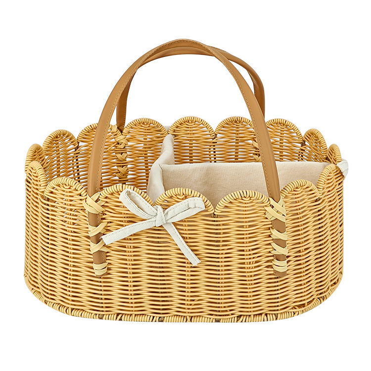 Charming storage basket with leather handles Bowlift