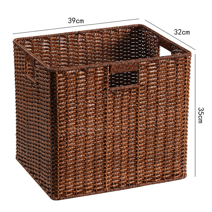 Large Woven Storage Bin with Ergonomic Cutout Handles Bowlift