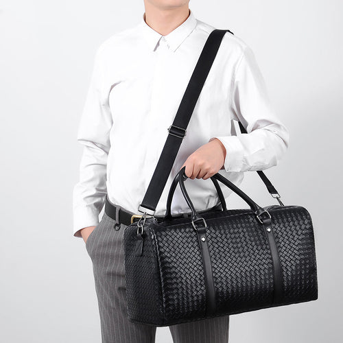 Woven Leather Weekend Duffle Bowlift