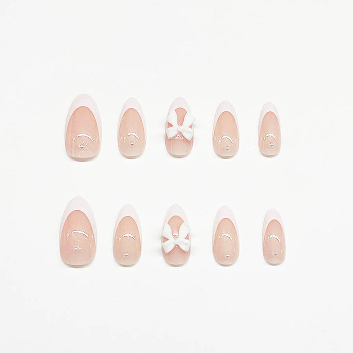 Artificial nail set with luxurious 3D bow decorations Bowlift