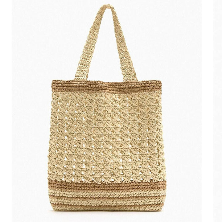 Handcrafted basket bag with modern striped design Bowlift