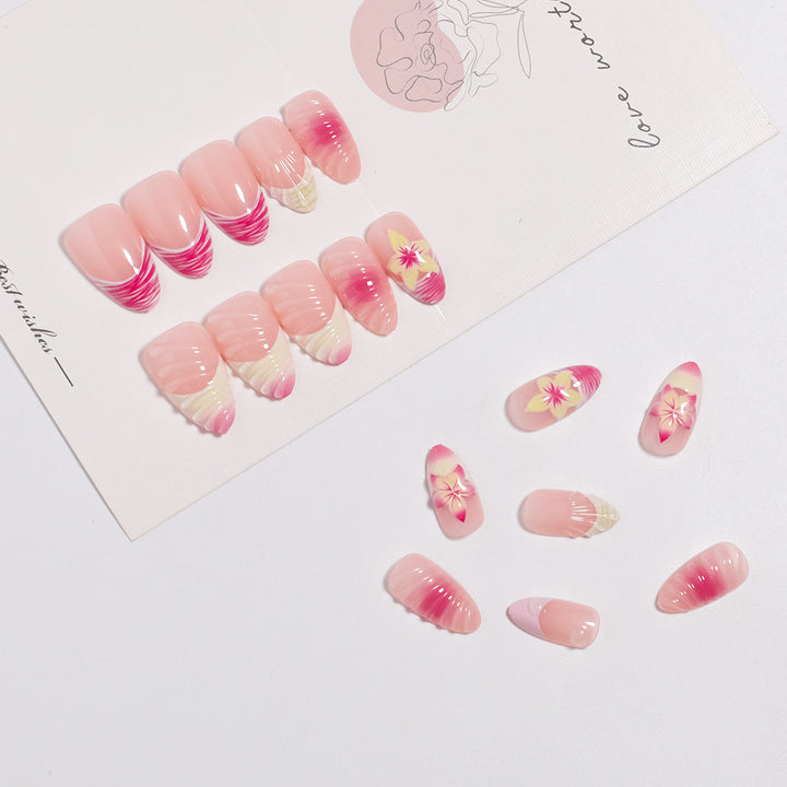 Elegant Floral-Themed Press-On Nail Set Bowlift