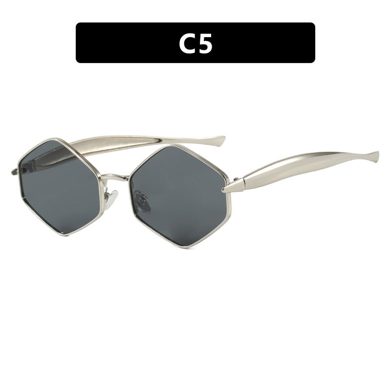 Women's hexagonal sunglasses with elegant metal frame and UV protection Bowlift