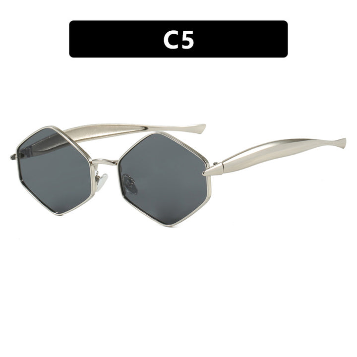 Women's hexagonal sunglasses with elegant metal frame and UV protection Bowlift