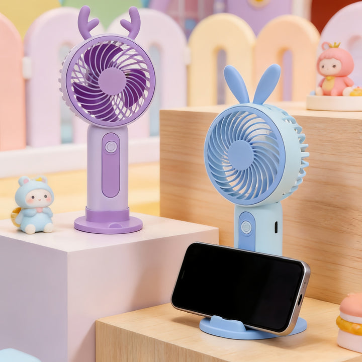 Ladies Portable Hand Fan with Cute Bunny Design Bowlift