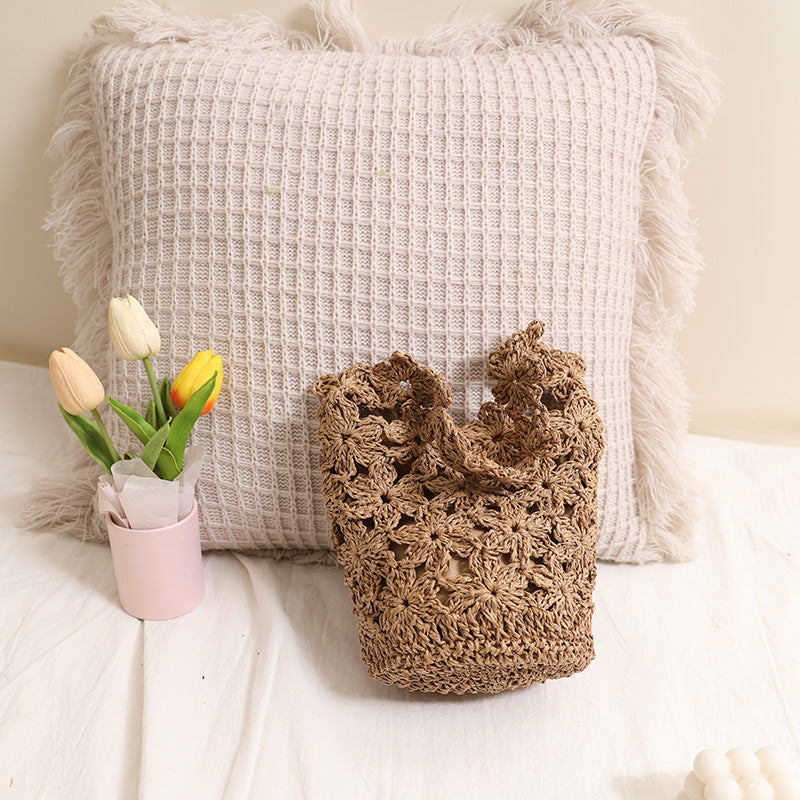 Handcrafted Macrame Bag In Floral Design Bowlift