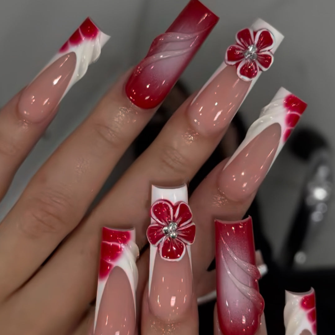 Floral Accent Nail Art Extensions Bowlift