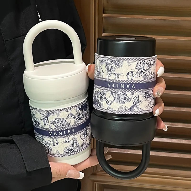 Women's stylish thermos cup with practical carrying handle Bowlift
