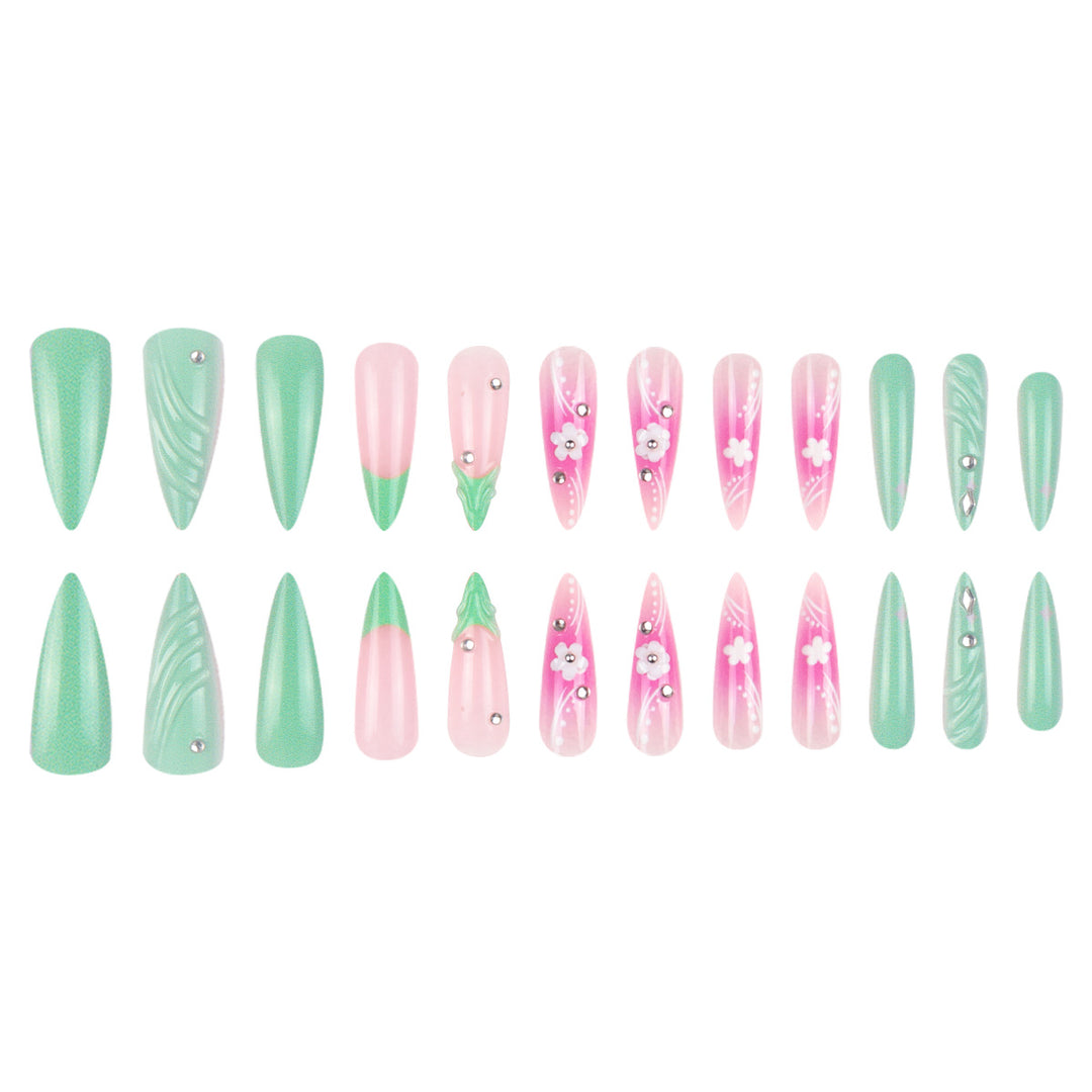 Floral Embellished Stiletto Nails Bowlift