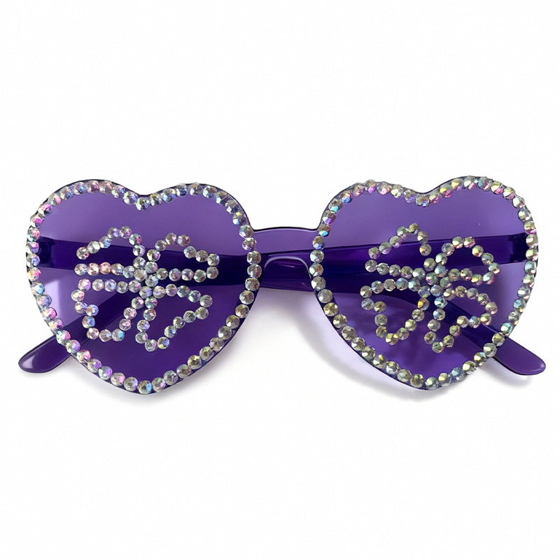 Glamorous Heart-Shaped Rhinestone Sunglasses Bowlift