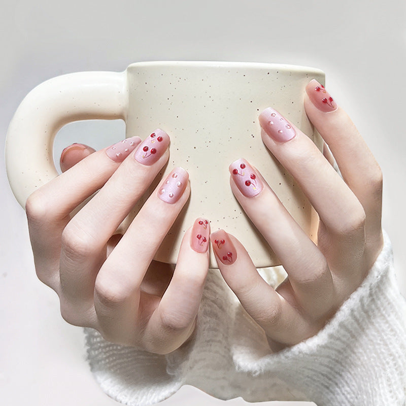 Artful nails with cherry motif Bowlift