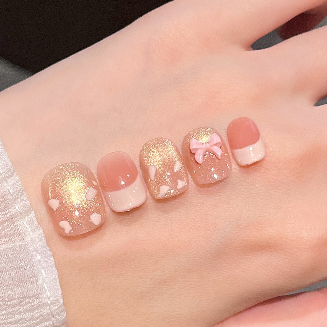Decorative Press-On Nails with Gem Accents Bowlift