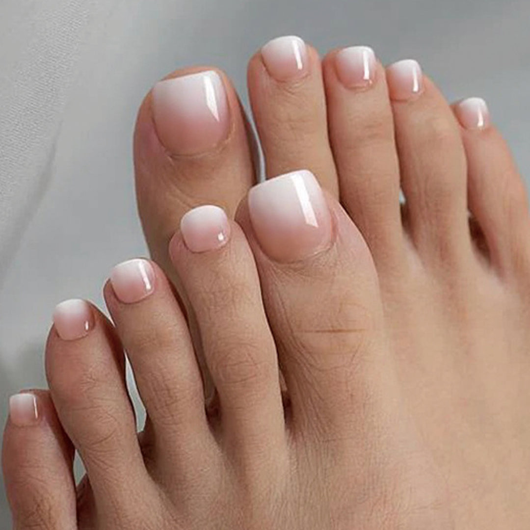 Elegant French Tip Press-On Toenails Bowlift