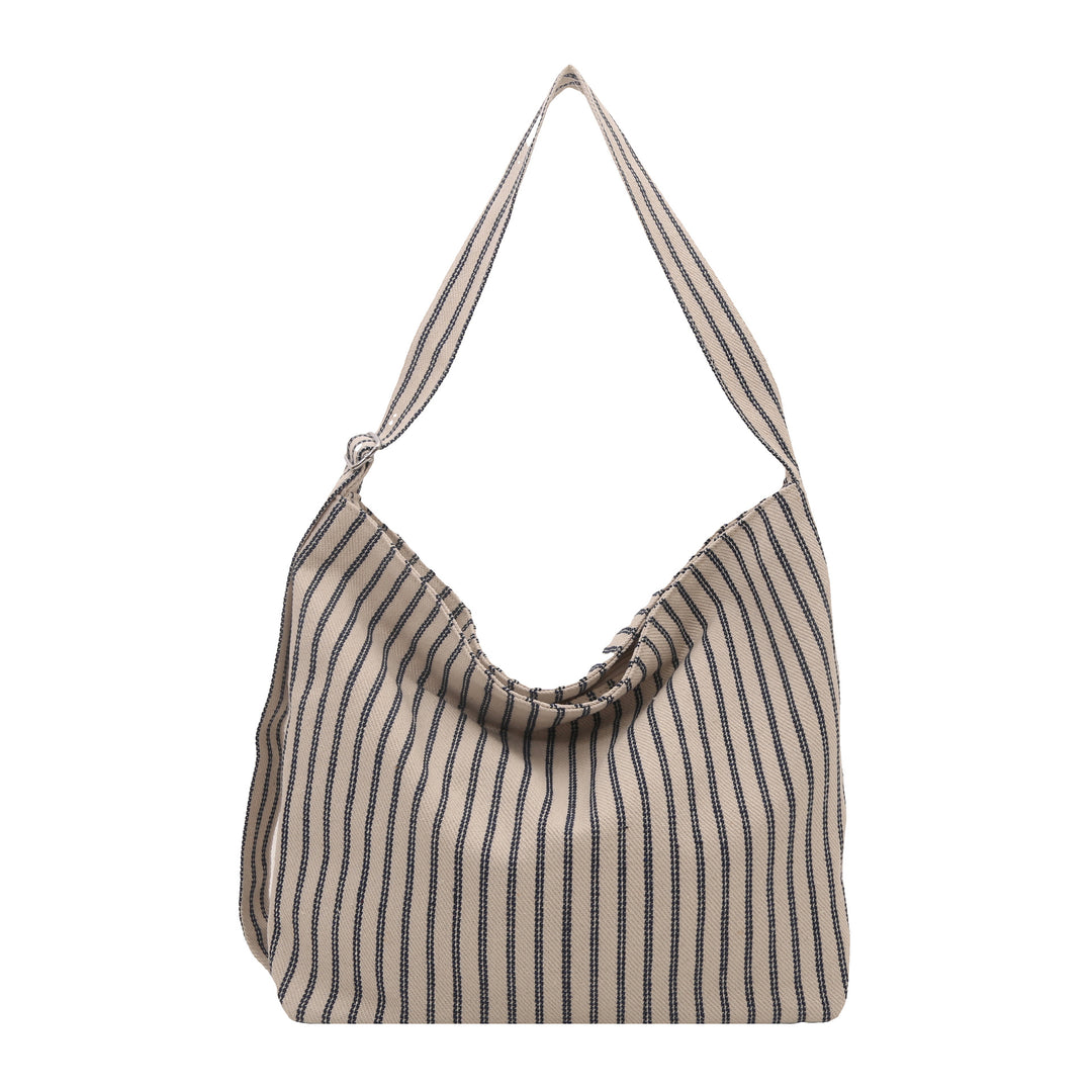 Casual Striped Canvas Tote Bag Bowlift