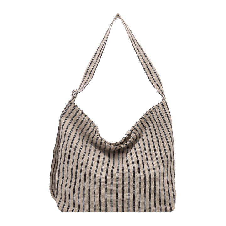 Casual Striped Canvas Tote Bag Bowlift