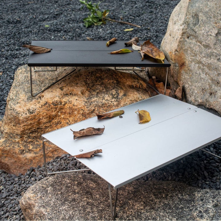 Low-Profile Aluminum Folding Camp Table with Wire Legs Bowlift