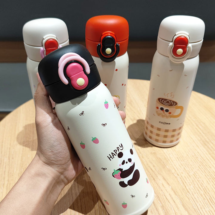 Women's playful stainless steel drinking bottle with integrated safety closure Bowlift