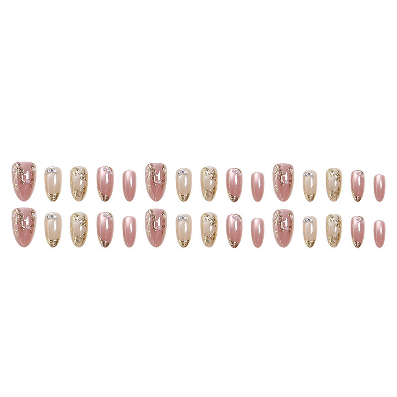 Artificial Nail Set with Elegant Golden Decorations Bowlift