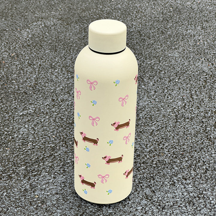 Ladies insulated drinking bottle with floral design and hygienic closure system Bowlift