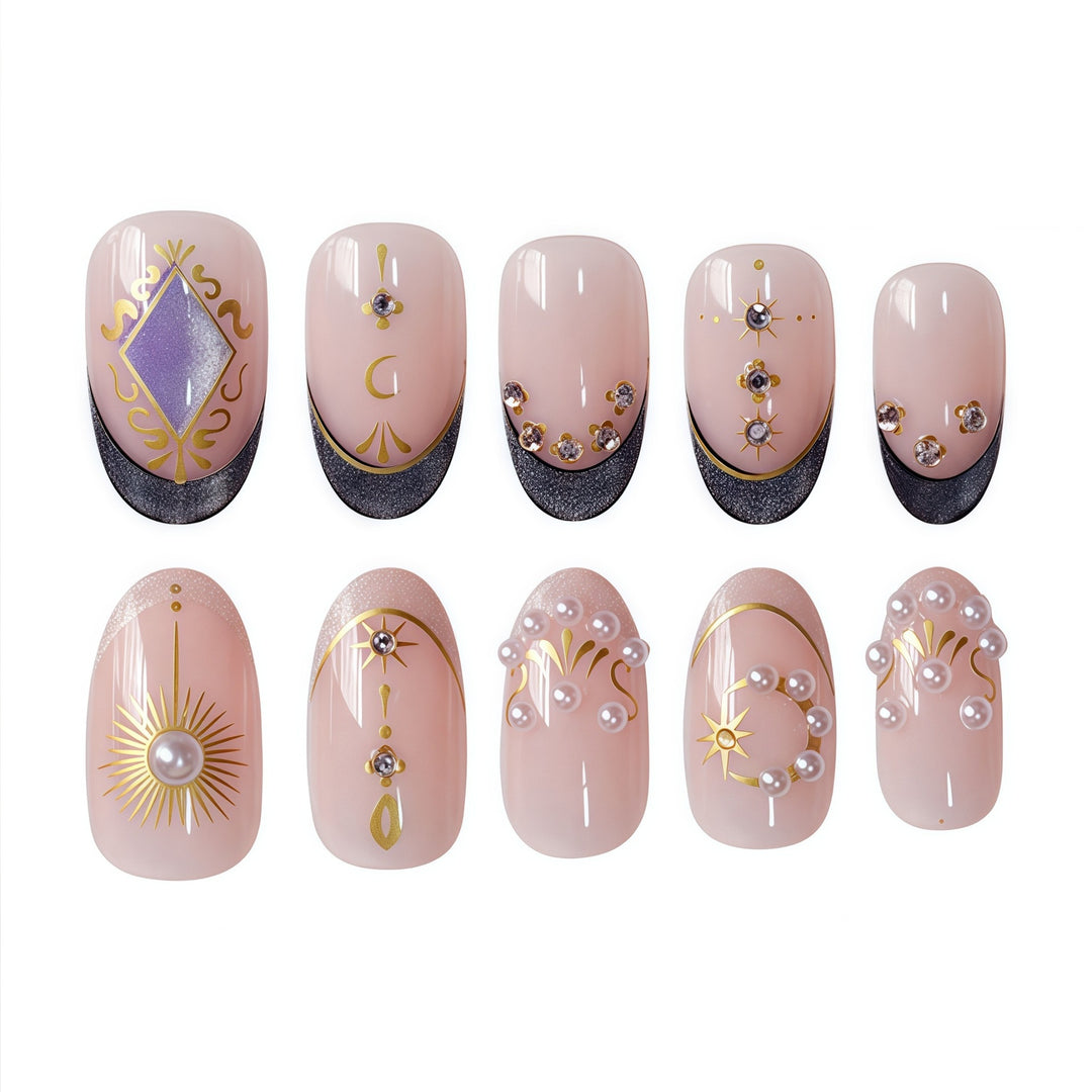Celestial-Inspired Decorative Nail Art Bowlift